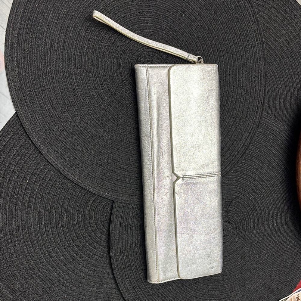 Silver Clutch Wristlet